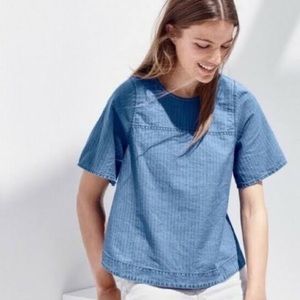 Jcrew Chambray Butterfly Sleeve Top